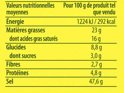KNORR court-bouillon 9 cubes 107g - Tableau nutritionnel - fr