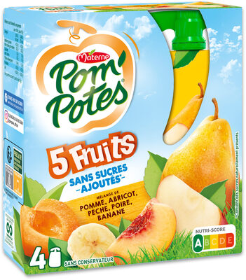 POM'POTES (Sans sucres ajoutés) 5 Fruits Jaunes (Pomme-Abricot-Pêche-Poire-Banane) - Produit - fr