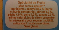 POM'POTES (Sans sucres ajoutés) 5 Fruits Jaunes (Pomme-Abricot-Pêche-Poire-Banane) - Ingrédients - fr