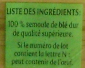 Panzani capellini 500g - Ingrédients - fr