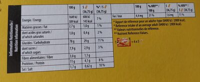Cracotte - Tableau nutritionnel - fr
