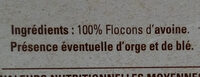 Quaker Oats Flocons d'avoine complète - Ingrédients - fr