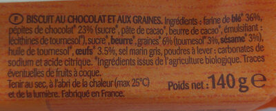 Cocottes chocolat et graines bio - Ingrédients - fr