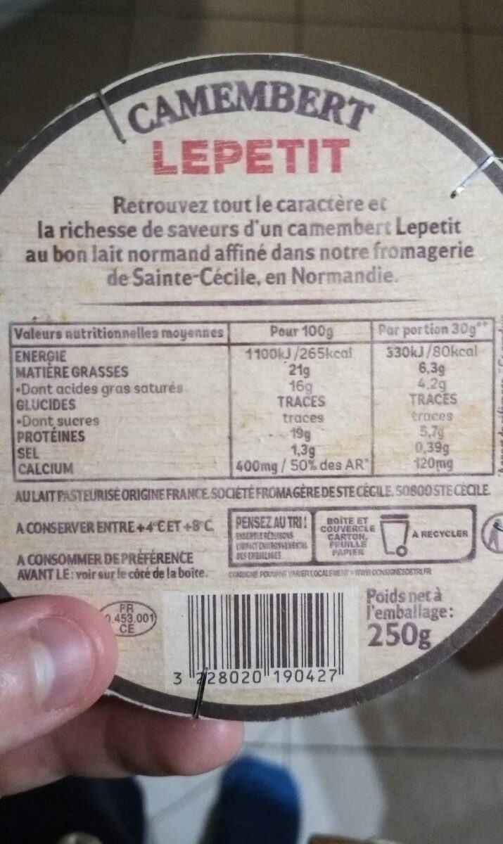 Camembert Lepetit - Informations nutritionnelles - fr