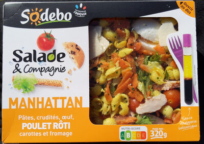 Salade & Compagnie - Manhattan - pâtes, crudités, œuf, poulet rôti, carottes et fromage. - Produit - fr
