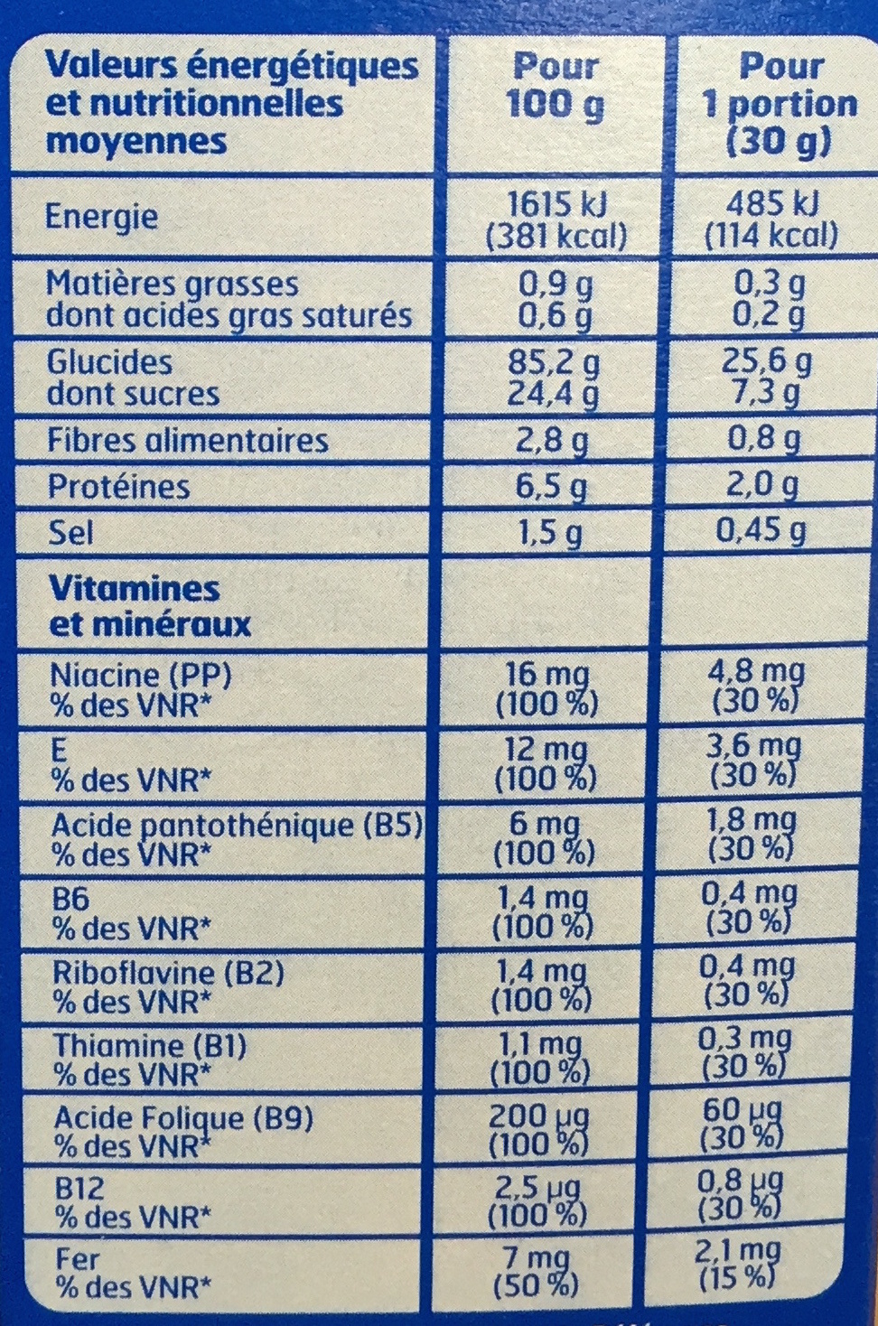 Pétales de maïs enrobés au sucre - Informations nutritionnelles - fr