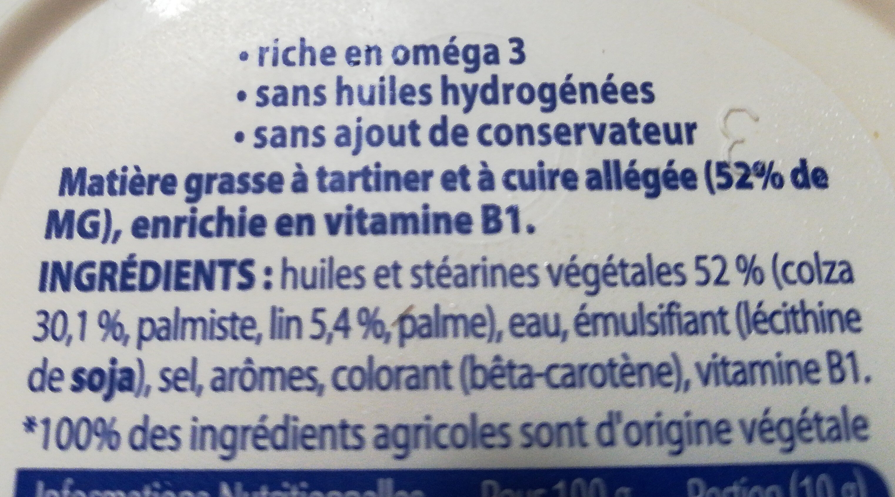 Oméga 3 Doux Tartine & Cuisson - Ingrédients - fr