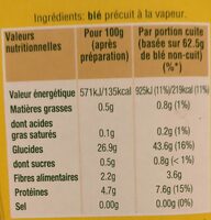 Blé tendre cuisson 10 min Ebly 500 g - Informations nutritionnelles - fr