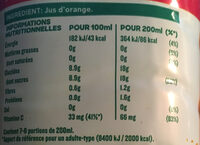 Tropicana 100% oranges pressées sans pulpe format familial 1,5 L - Informations nutritionnelles - fr