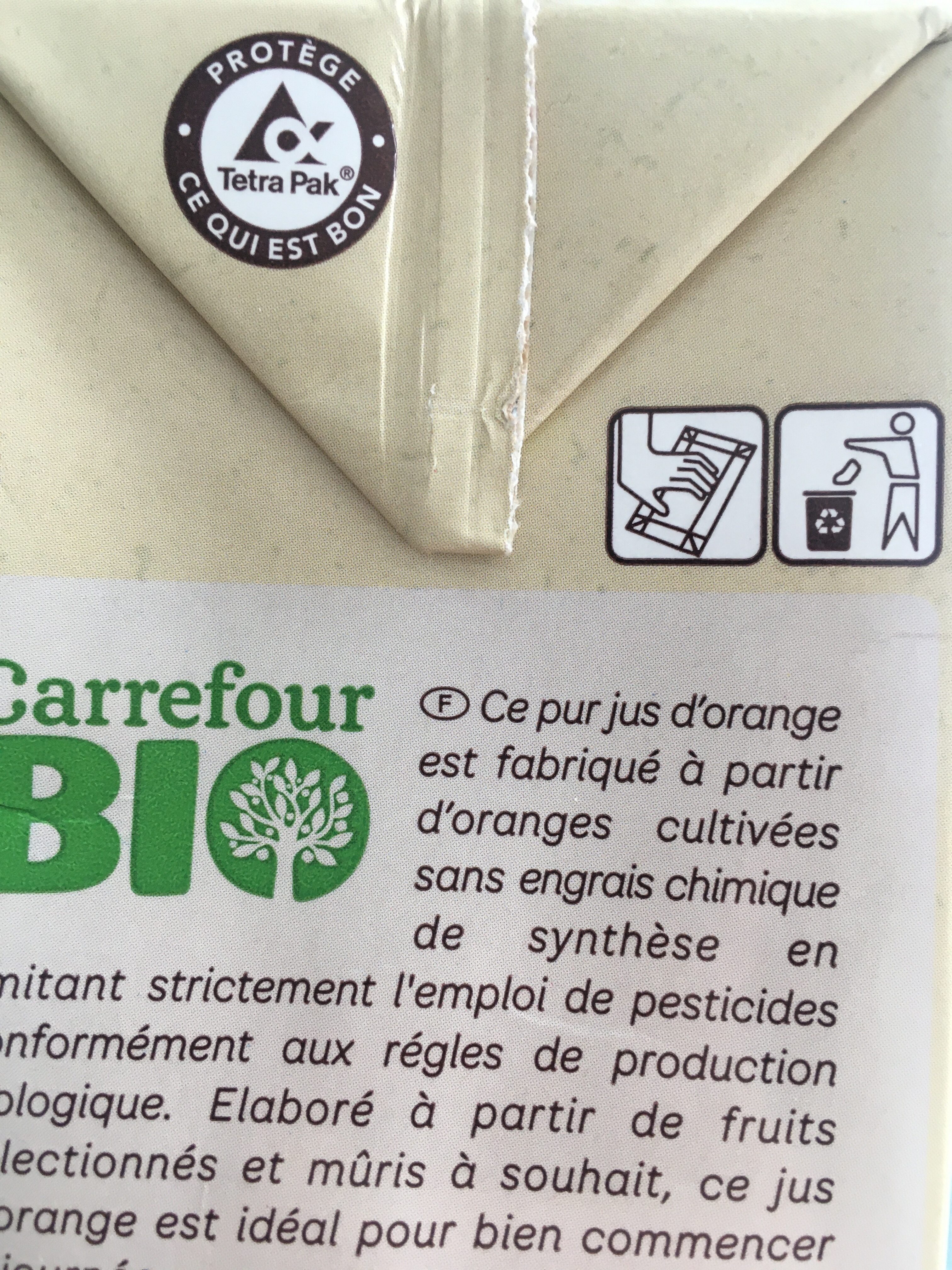 Jus d'orange Sans pulpe 100% Pur jus - Instruction de recyclage et/ou informations d'emballage - fr