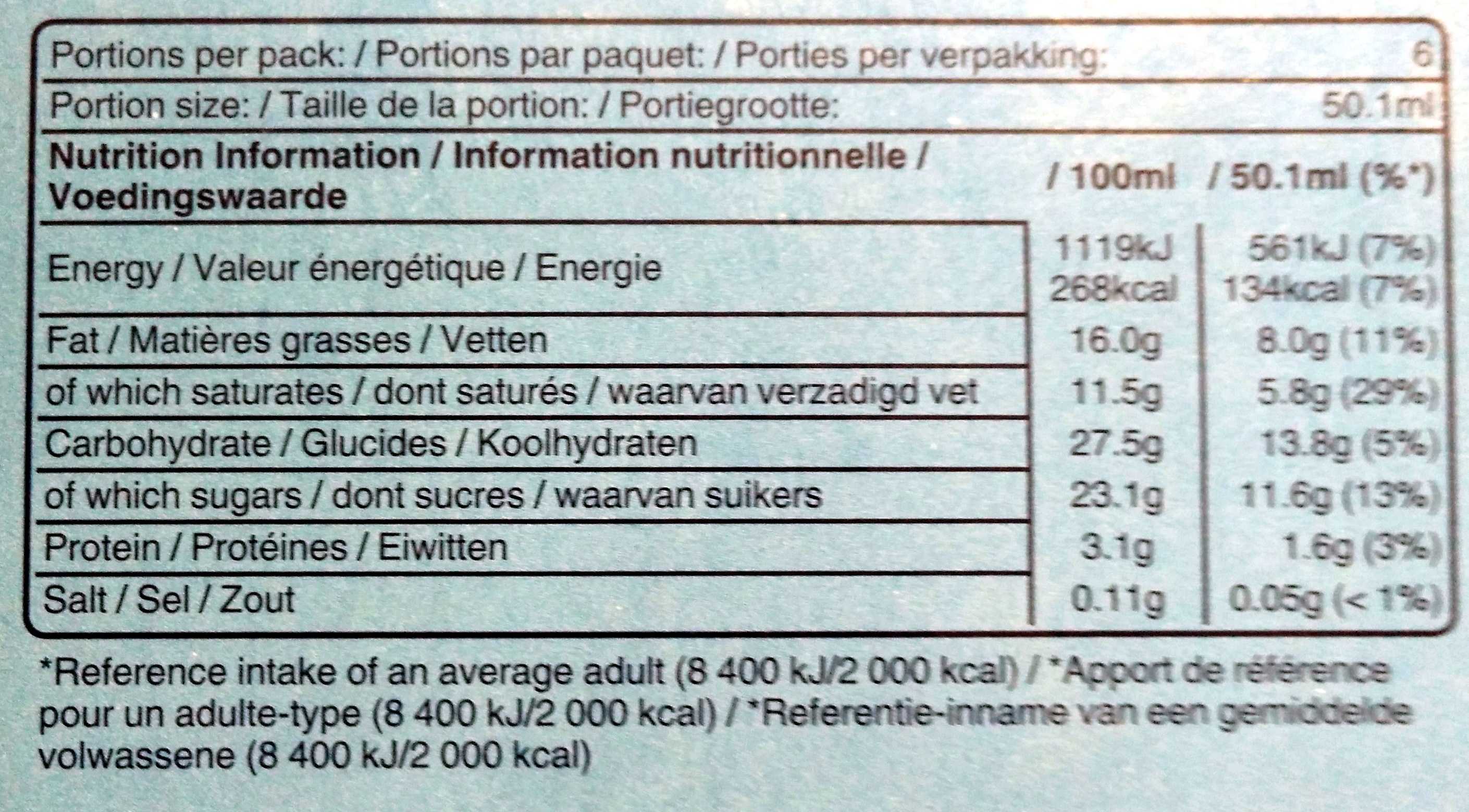 Barres Glacées Ice Cream - Informations nutritionnelles - fr