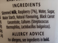 Yogurt (raspberry) - Ingrédients - en
