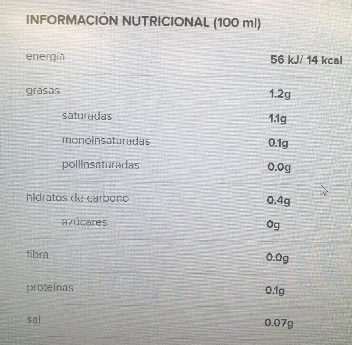 Coconut No Sugars - Informations nutritionnelles - fr