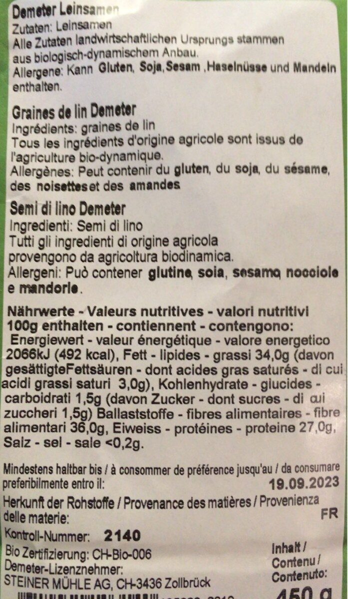 Leinsamen - Informations nutritionnelles - fr
