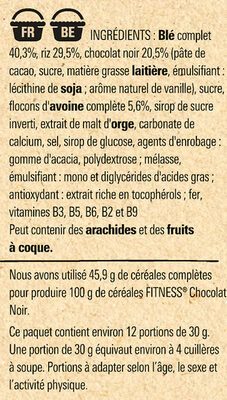 NESTLE FITNESS Chocolat Noir Céréales - Ingrédients - fr
