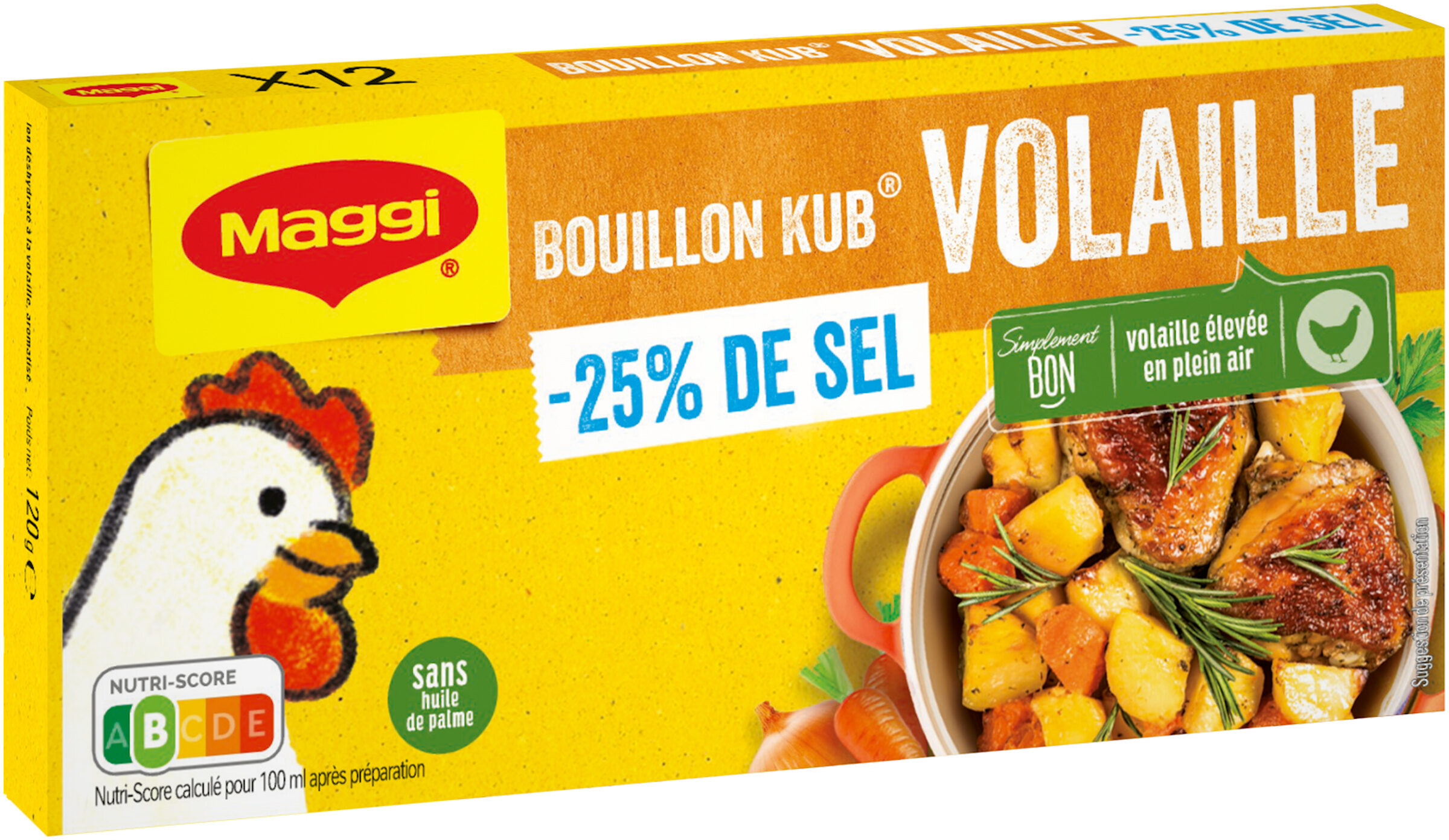 MAGGI Bouillon KUB Volaille Réduit en sel de -25% 120g - Produit - fr