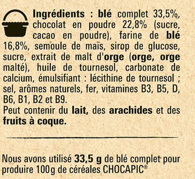 NESTLE CHOCAPIC Céréales - Ingrédients - fr