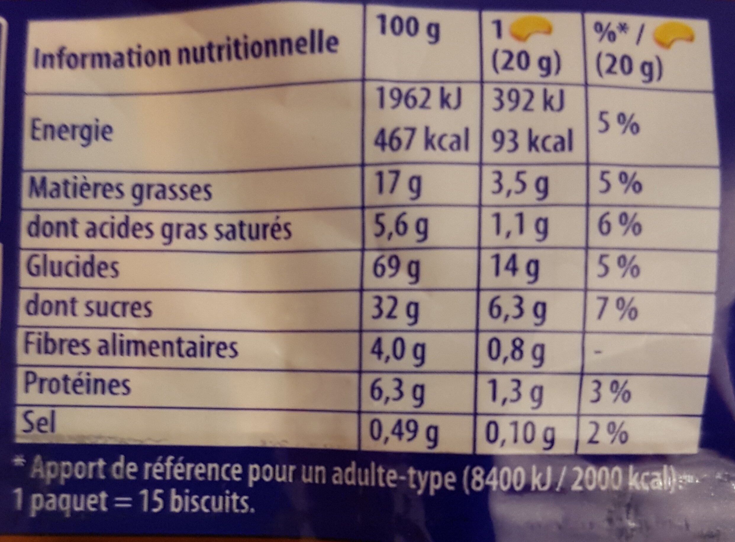 Prince Chocolat biscuits - Informations nutritionnelles - fr