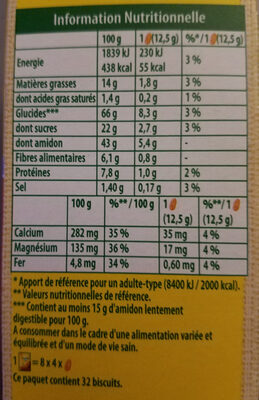 Belvita Brut & 5 céréales complètes - Tableau nutritionnel - fr
