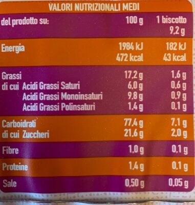 Zero grano - Informations nutritionnelles - fr