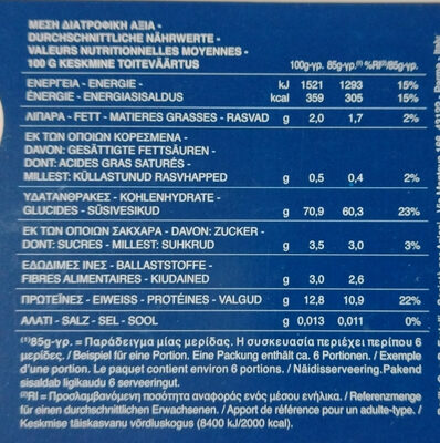 Macaroni Long Nudeln - Informations nutritionnelles - de
