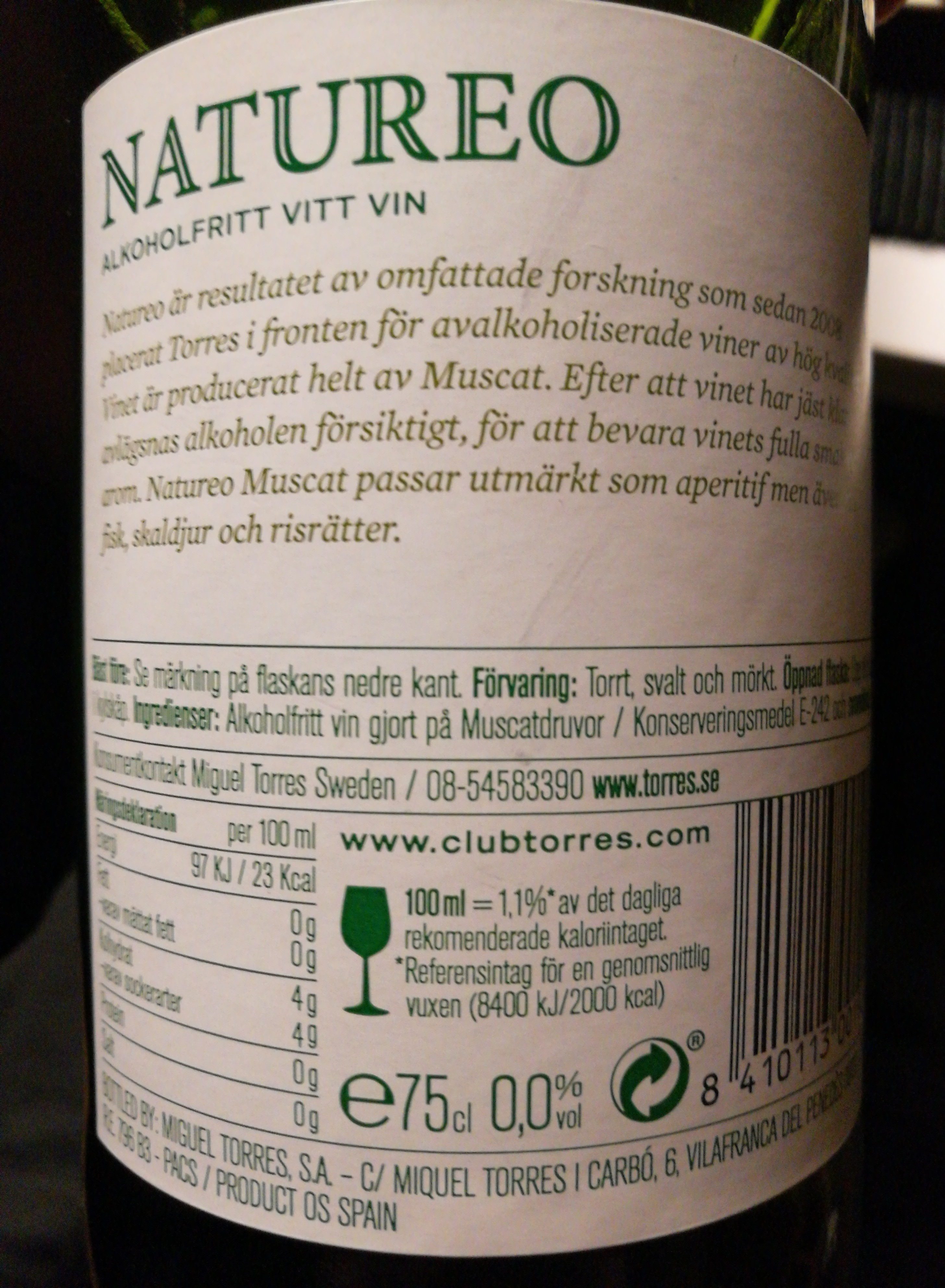 Natureo De-Alcoholised Wine Muscat - - Ingrédients - fr