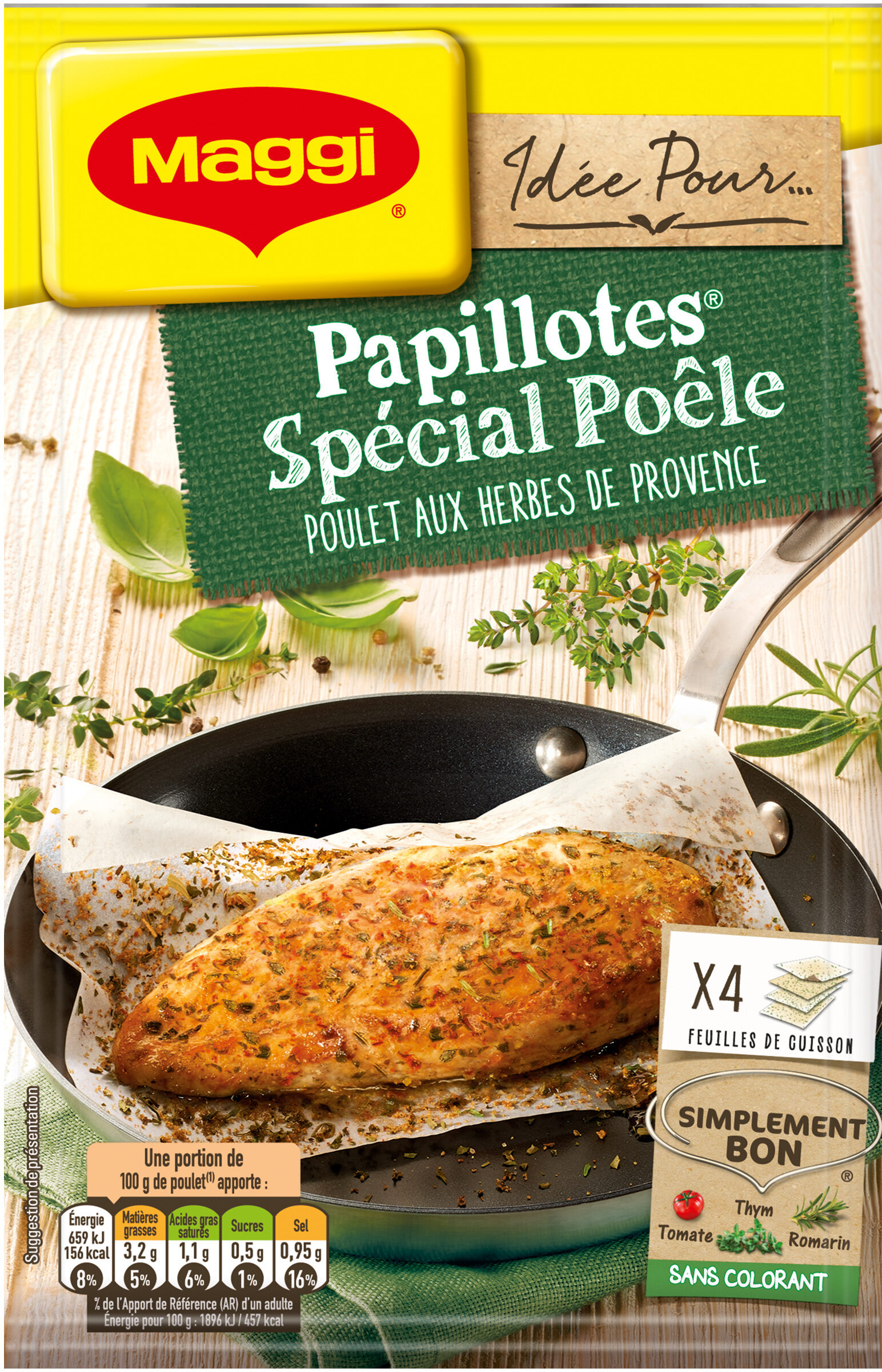 MAGGI Papillotes Spécial Poêle Poulet Herbes de Provence - Produit - fr