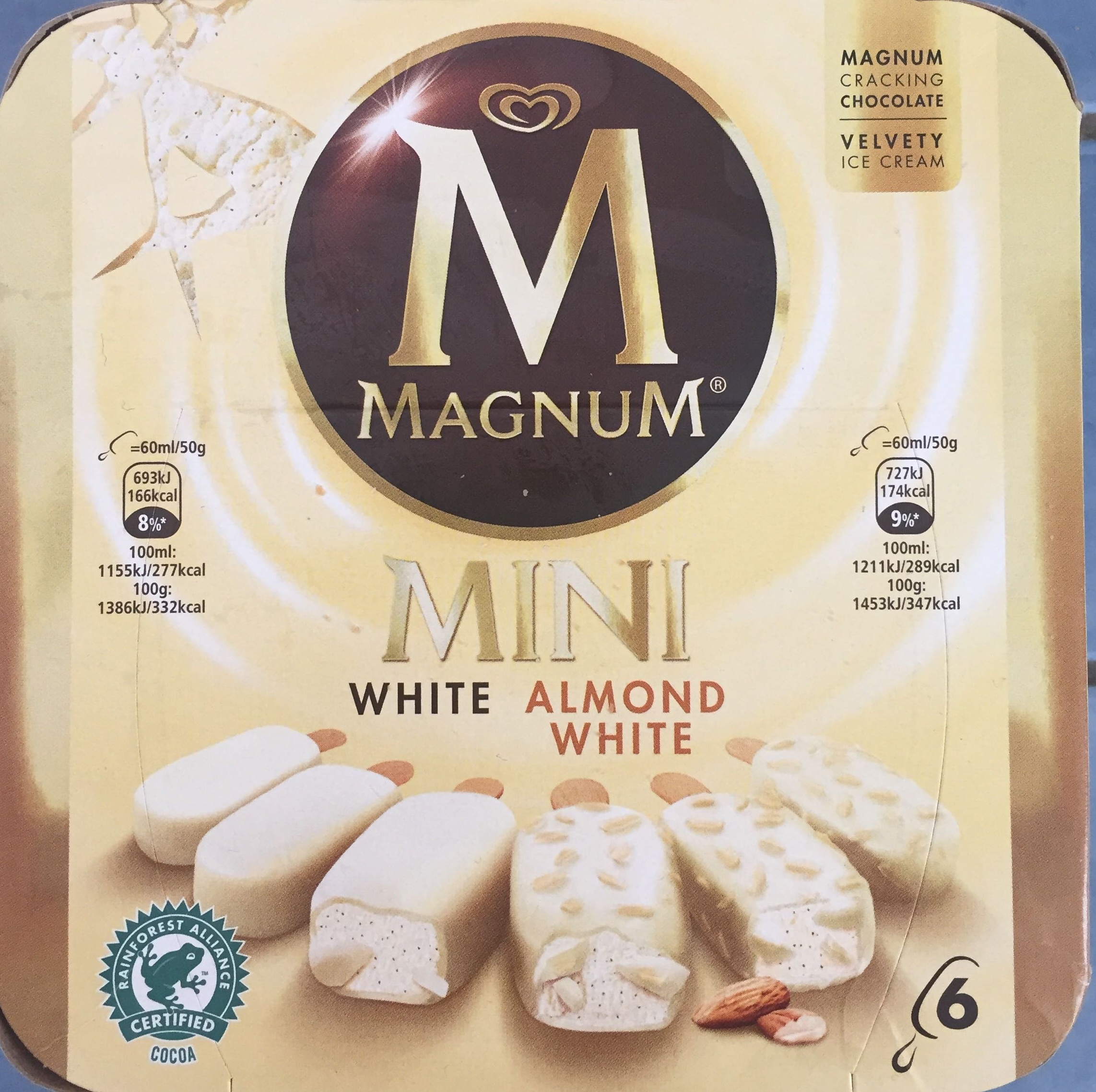 Magnum Mini Batonnet Glace Chocolat Blanc Amande x6 360ml - Produit - fr